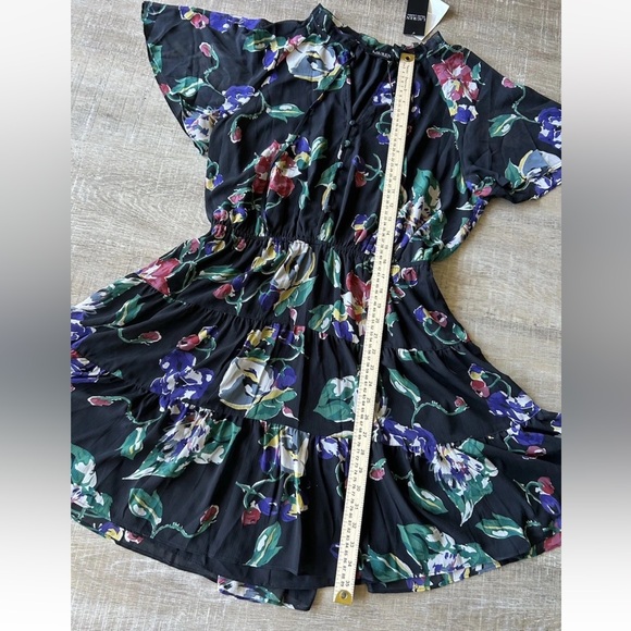 Lauren Ralph Lauren $165 Floral Crinkle Georgette Dress sz 12 Black Label NEW - Picture 14 of 16